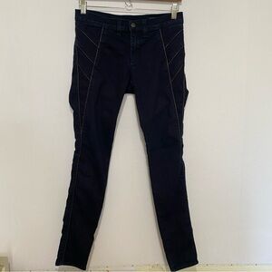 rag &‎ bone Midnight Skinny Pants Leather Trim Dark Navy Indigo Women’s Size 27